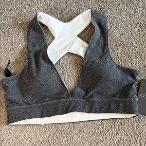Charcoal Cross-Back Sports Bra